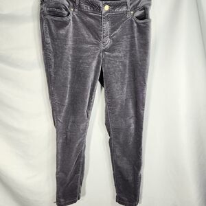 White House Black Market Grey Velour The Skimmer Jeans Ankle Zippers Size 8